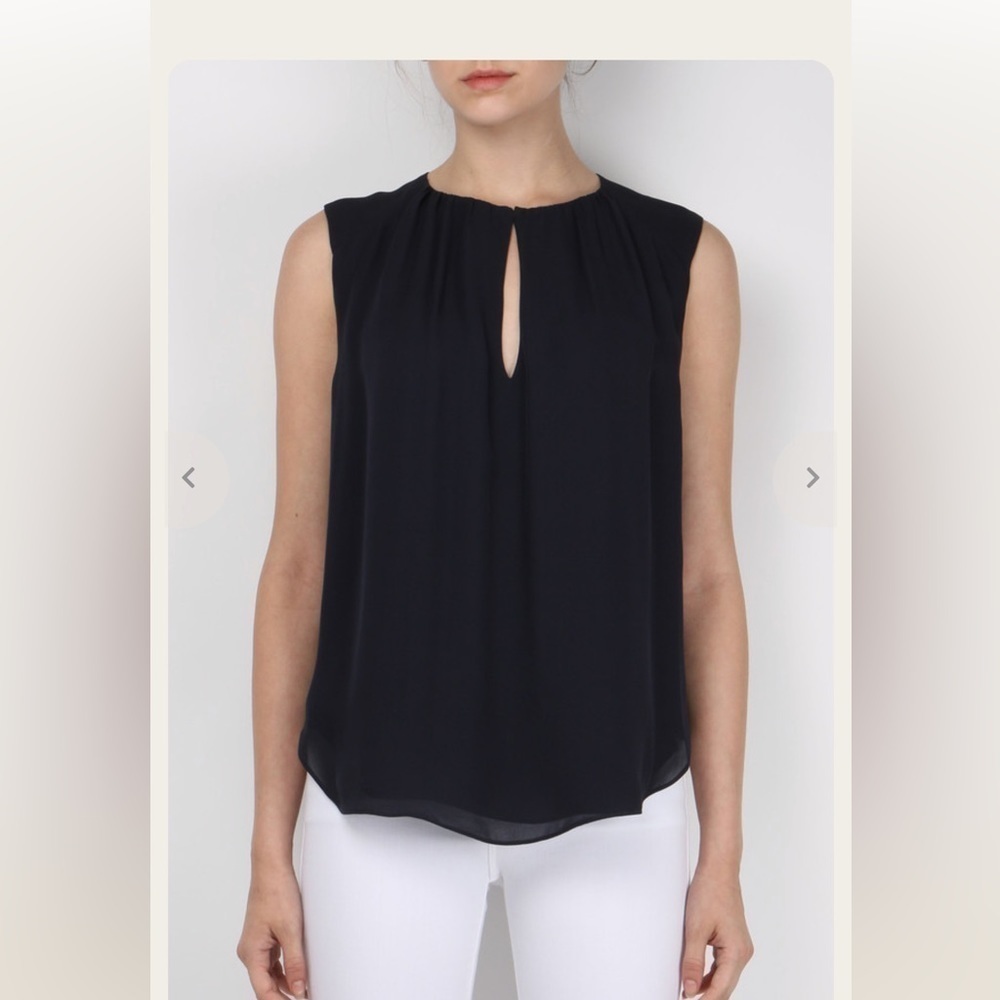 L’AGENCE 100% silk Abella Shirred Keyhole Blouse black xs